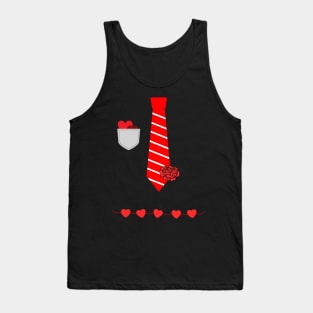 Valentine Tie Tux Costume Funny Valentine Tuxedo Red Tie With Rose Tank Top